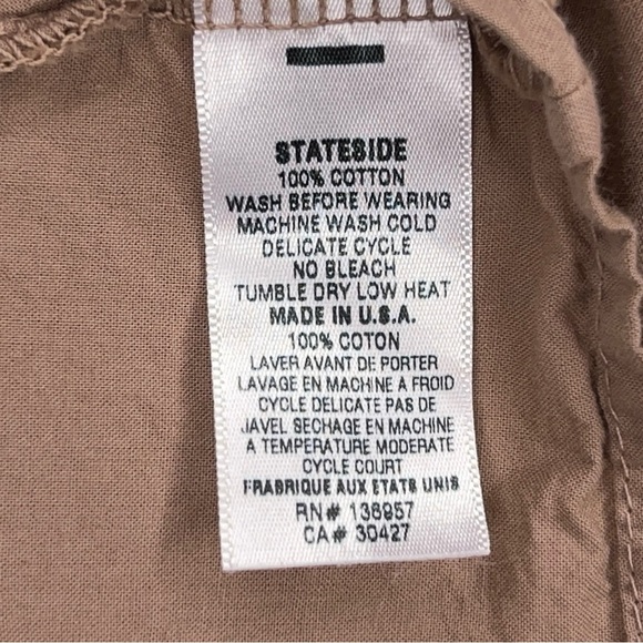 New XS Stateside Beige Tan Cotton Button Up Shirt Womens Neutral Lightweight - Picture 15 of 15